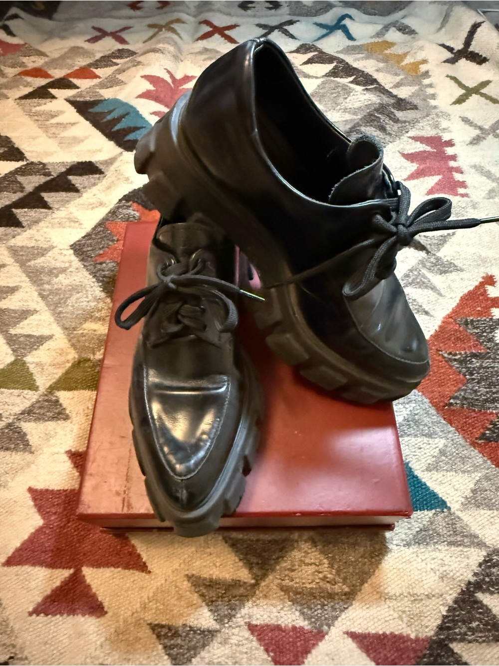 Prada Monolith Creepers, Polished Black Leather, EU37